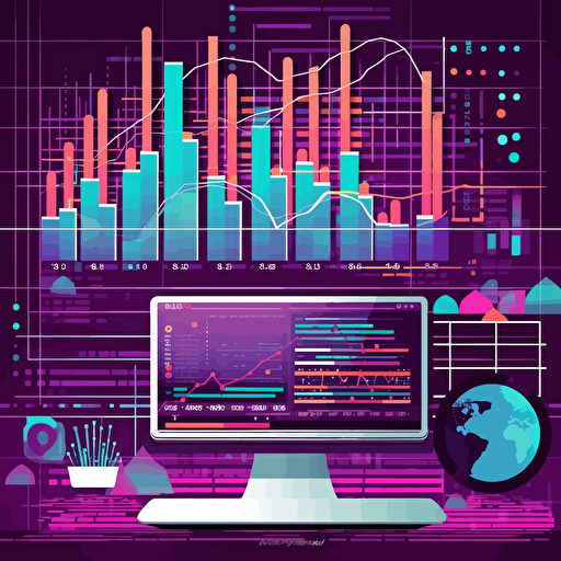 automated data reporting, medium detail, liberal use of purple, simple, vector