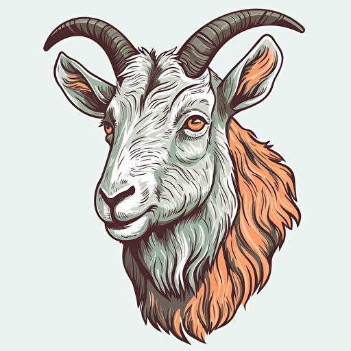 goat, vector art, white background, sticker