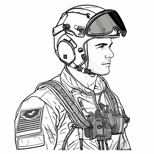 loadmaster with flightsuit and pilot helmet coloring page , vector patch