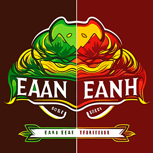 create brand logo vector based, the soul of the earth, vibrant, teremana, line sketch style, main color deep red and green, accent orange or yellow