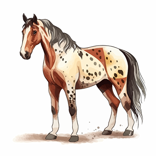 horse, detailed, cartoon style, 2d watercolor clipart vector, creative and imaginative, hd, white background