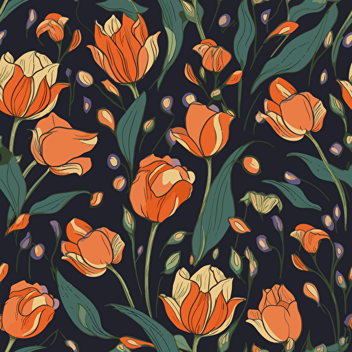 tulip, floral pattern, vector style