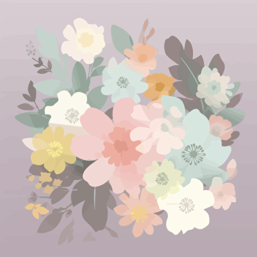 A vector illustration of flowers using soft colors on a transparent background