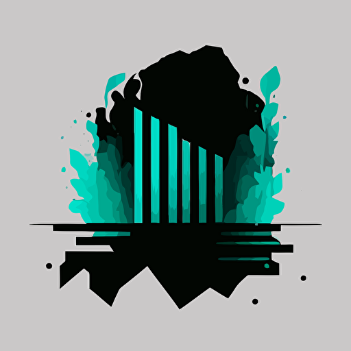 Create a vectorized modern abstract 2D minimalist logo for a brand that organizes Ephesus tours. It consists of turquoise and black colors.