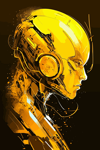 yellow futuristic vector art, sci fi art