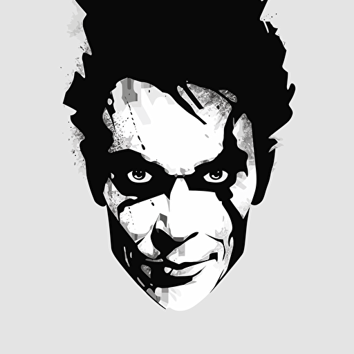 black and white joker face silhouette just eyes nose and mouth illustration vector v5