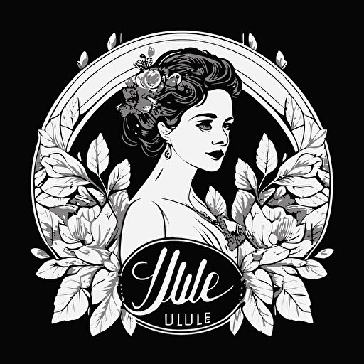 Bride by lulu, logo vector logo, vector design, logo design, design ideas, black and white, classic lineart design