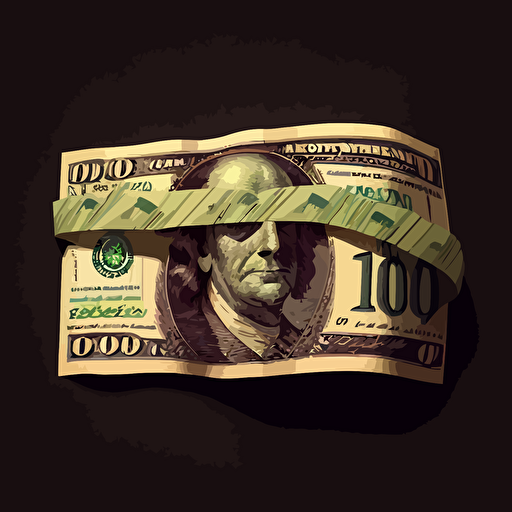 $100 dollar bills wrapped in rubber band, decal vector