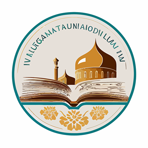 simple flat logo of educational center located in uzbekistan with logo and book on the logo , white background, vector style