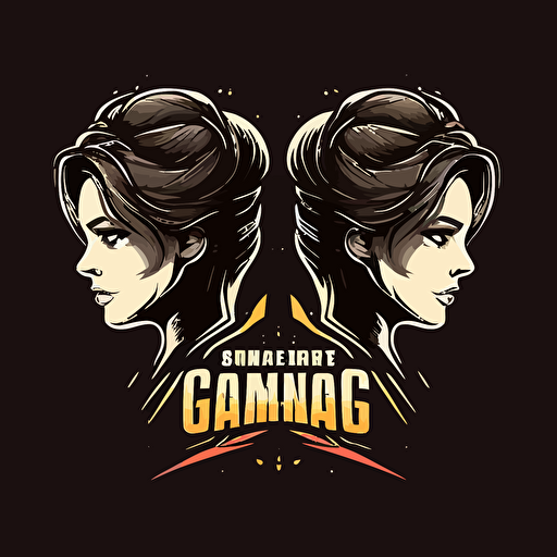 simple logo for a gaming tournament where a male and female creator go head to head in a gaming challenge, vector