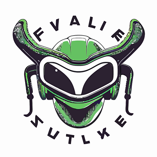 a logo of an alien wearing a vr headset, flat, vectorized, white background