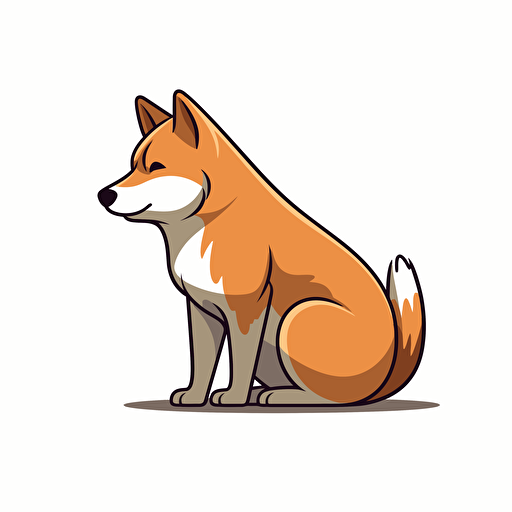 left side profile shot simple cartoon 2d Shiba Inu wearing 2d vector
