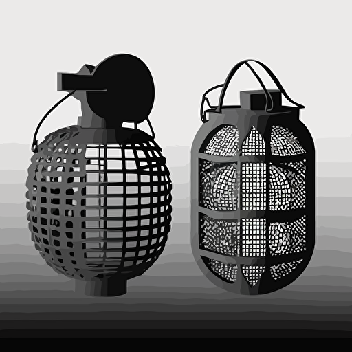 japanese, half grenade and half wireframe, simple logo, minimalist, vector