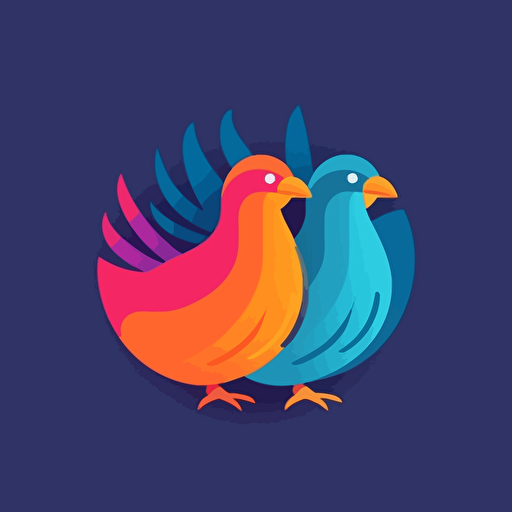 flat vector logo, two pigeons, abstract