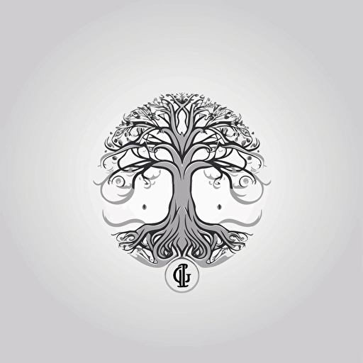 Iggdrasil in ultra high-detail, stylized, art nouveau, vector logo, streamlined design, monochromatic, majestic, minimalist