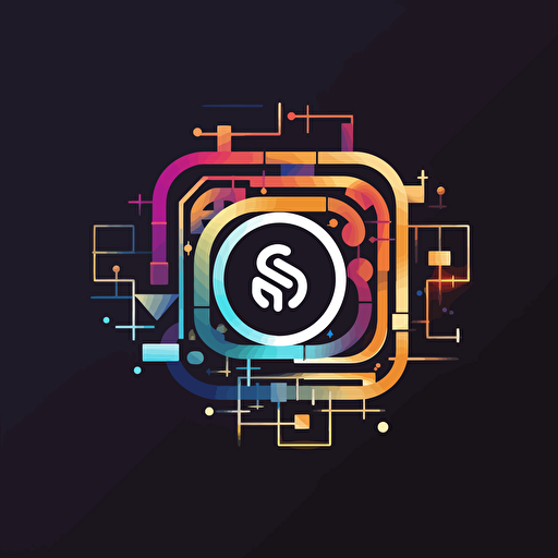 Create a logo inspired by Instagram, that represents the fusion of technology and money. The logo should incorporate elements such as microchips, circuit boards, and symbols of currency, such as dollar signs and euro signs. The design should be clean, modern, and easily recognizable, with a color palette that conveys a sense of sophistication and wealth. The logo should feature carousels or slides, representing the scrolling feature of Instagram, Illustration, vector art,
