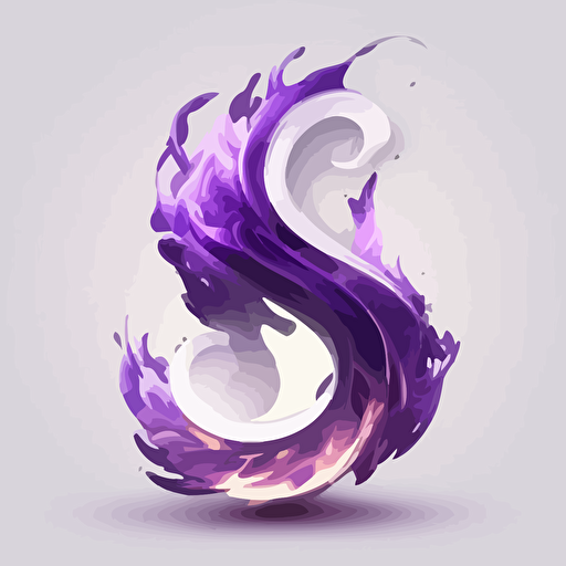 icon, logo, abstract number 8, small electric flame, abstract, white background, single color, purple, vector, no shadows