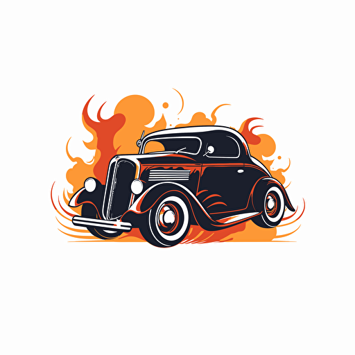create a hot rod logo vector art minimal on white background