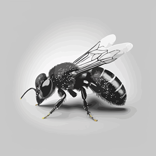 stingless bee flat vector, black and white
