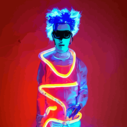 body neon porcelain baroque bladerunner glitched style sculpture young royal ozuna high fashion half robot wearing retro shades porcelain body opening exposing corrupted battery leaking blue glowing radioactive liquid electric sparks glowing violet laser beam eyes crown giant rubies flowing pink orange neon colored glithced silk luminescent fabrics mechanical raptors baroque steampunk elements length view baroque element intricate artwork caravaggio highly detailed epic photo face trending artstation octane render cinematic lighting right hyper realism octane render 8k depth field 3d