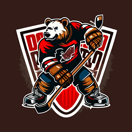 vector logo style bear hockey mascot