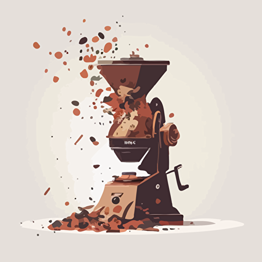 coffee grinder falling notes vector illustration, in the style of taiyō matsumoto, use of precious materials