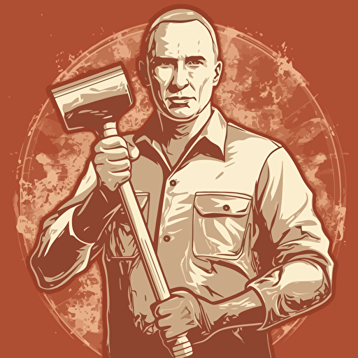 Putin holding hammer in Obey theme, vector, highly detailed, gritty