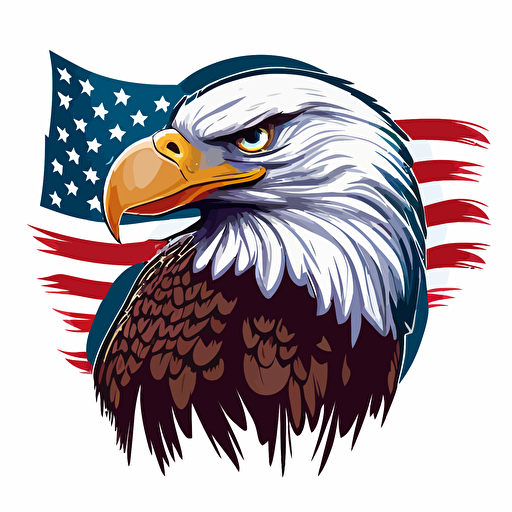 cartoon bald eagle with american flag vector style