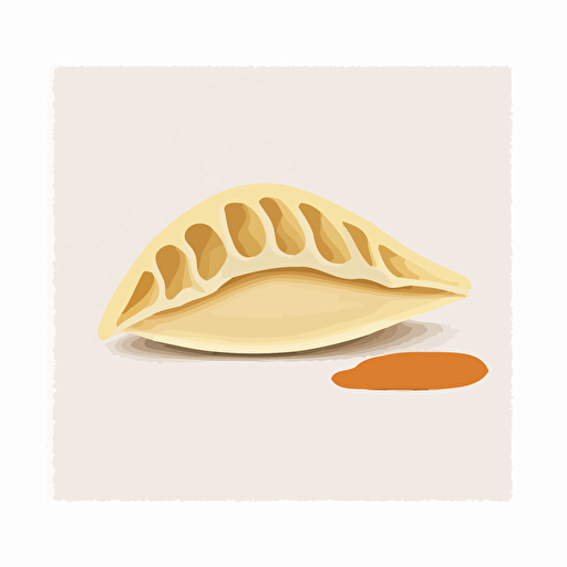 One gyoza, minimalistic design, flat, no shadow, vector art, white background