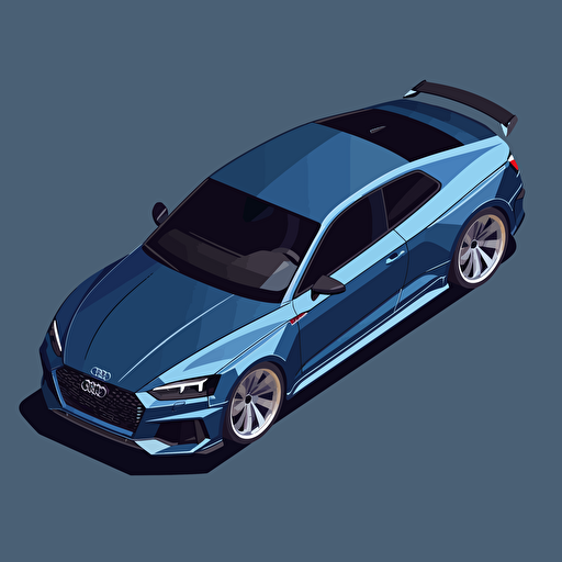 isometric Audi RS5 Coupe, in the style of Matthew Skiff art, in the style of Christopher Lee illustration, simple, rough-edged drawing, vector illustration, flat art,