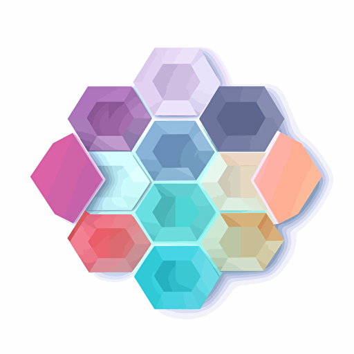 logo vector file pastel gradient colors, stack of hexegons, no shading
