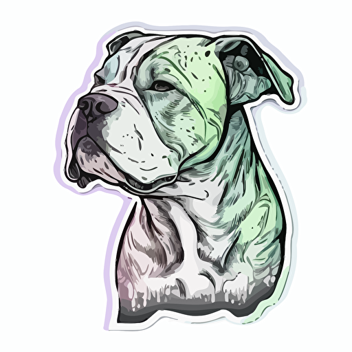 A American Bulldog sticker, triumphant, neon, anime, contour, vector, white background, detailed 16:9
