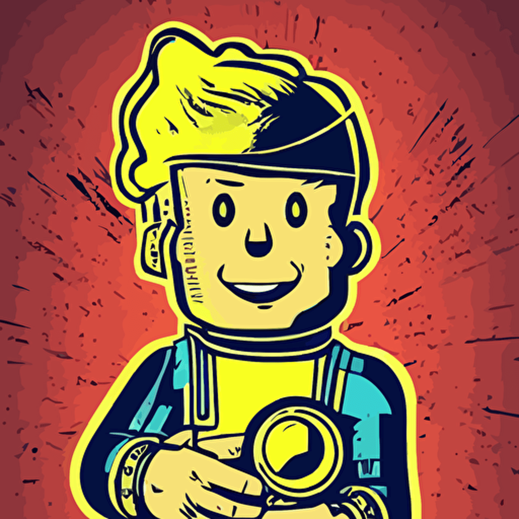 fallout 7 6 retro futurist illustration art butcher billy sticker colorful illustration highly detailed simple smooth clean vector curves jagged lines vector art smooth andy warhol style