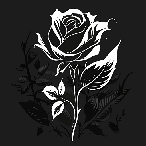 black and white logo, flat vector, style of atalanta fugiens, of a rose