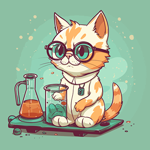 vector illustration of a funny cat scientist with glasses