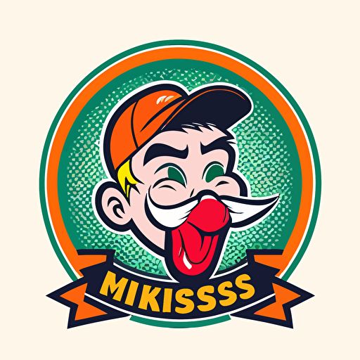 a sports mascot logo of mr. kisses, a kiss face, simple, vector