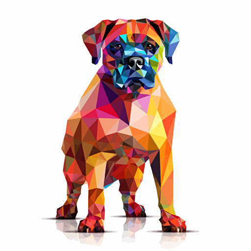 colorfull origami boxer dog, vector art, white background