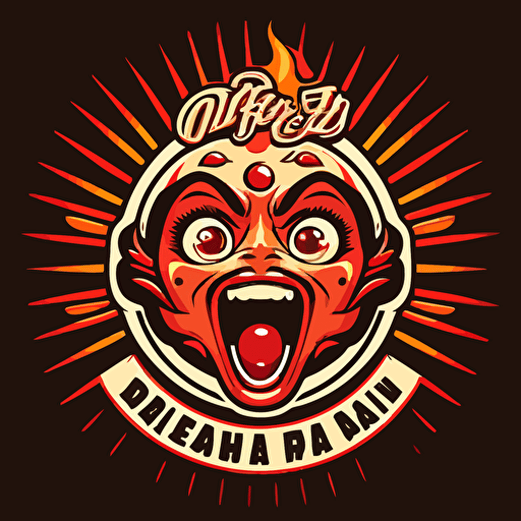 logo vector design fireball with eyes and a mouth looking surprised, with a 1950s diner feel