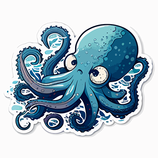 vector sticker blue octopus