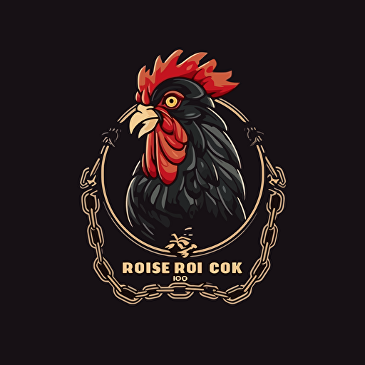 black rooster drinking coffee with cuban link chain around neck vector logo