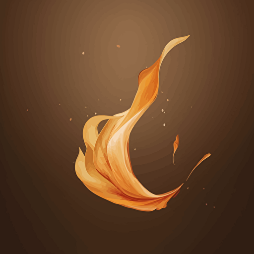a falling autumn leaf, sleek minimalist design, orange and brown, fluid vector art