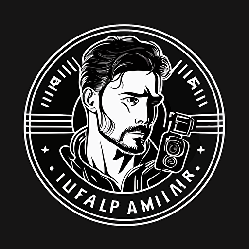 logo for filmmaker in black and white vector linework, simple and modern