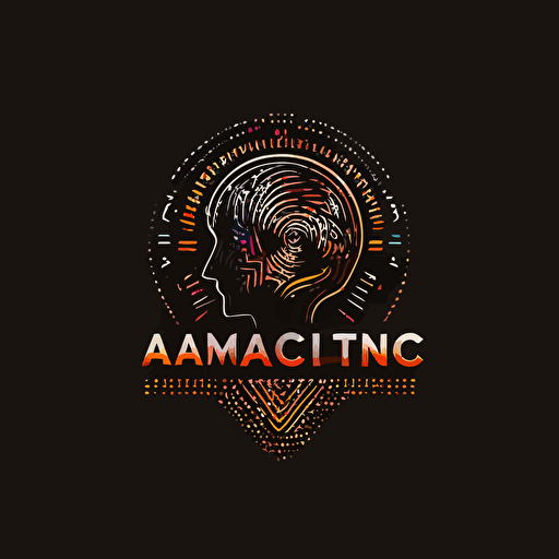 vector logo AI training and consulting business. black background. vivid