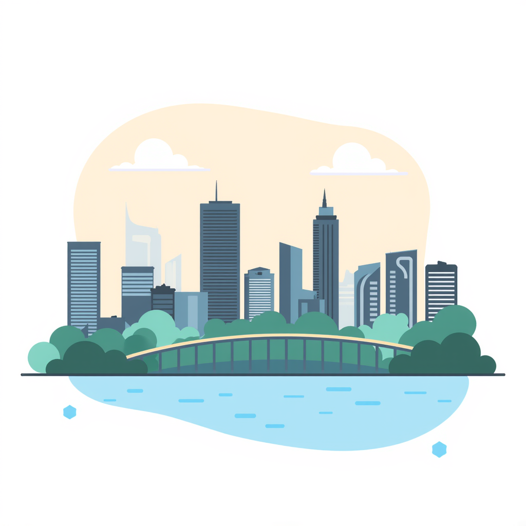 a cityscape with a river