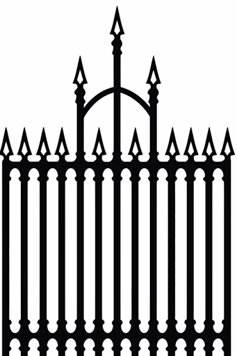 vector illustration of one black fence motif on a white background, isolated on white background, vector flat design