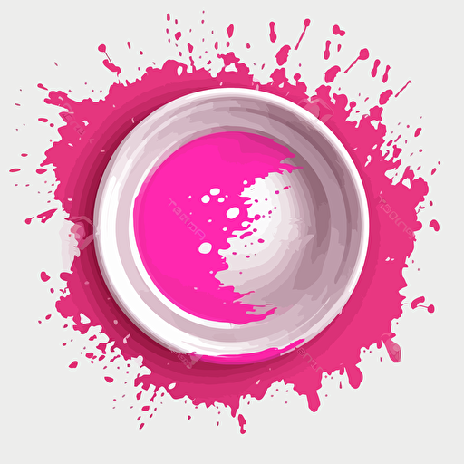 pink and white splash paint rounded, flat white circle at center with no borders, transparent background , vector, flat