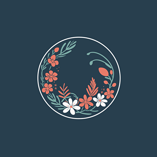 small circle with flowers wrapped around it, vector logo