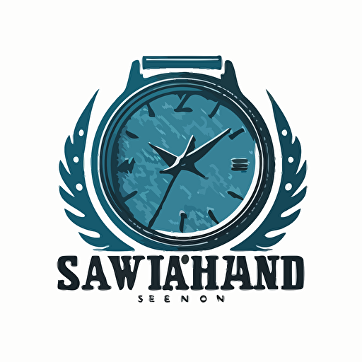 watch logo with transparent background, blue, single color, simplistic, modern, vector style