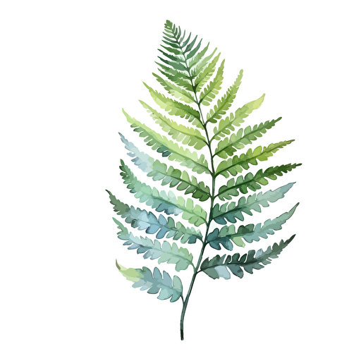 watercolor vector illustration boho boston fern leaf sticker white background
