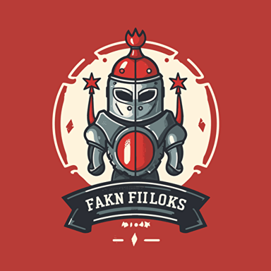 create a modern logo with two vector cakes featuring a light bulb and a knights armor. do it with the colors red, black, and white, with letters around it that says positive kids. for a company that promotes positive self-talke, self-actualization, resilience, and increases a child's potential for success.